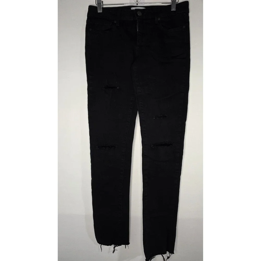 Paige Jeans Womens‎ Size 28 Skyline Skinny Black Distressed Denim Jeans Pants